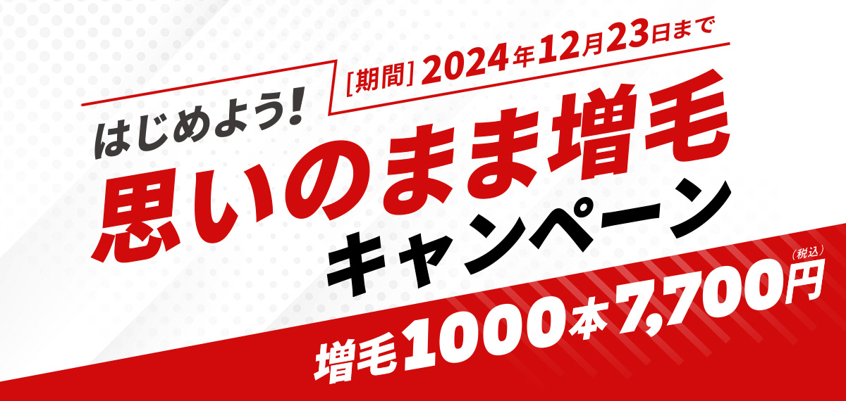 はじめよう！思いのまま増毛キャンペーン1000本7,700円【税込】